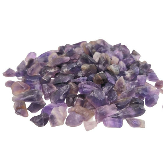 Polished amethyst gemstone chips in various purple shades from SGI Online SGI Online