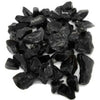 STONED black glass chippings 20kg pile showing irregular shiny black pieces for landscaping