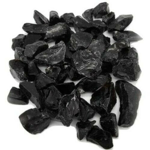 STONED black glass chippings 5kg showing glossy irregular black glass fragments for decoration SGI Online