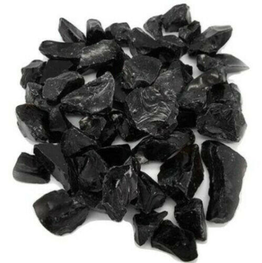 STONED black glass chippings 5kg with shiny, irregular black glass pieces for decoration or landscaping SGI Online