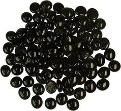 Shiny black glass pebbles from STONED for decorative use in vases and crafts
