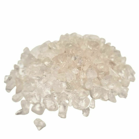 Pile of clear quartz gemstone chips polished and translucent from SGI Online SGI Online