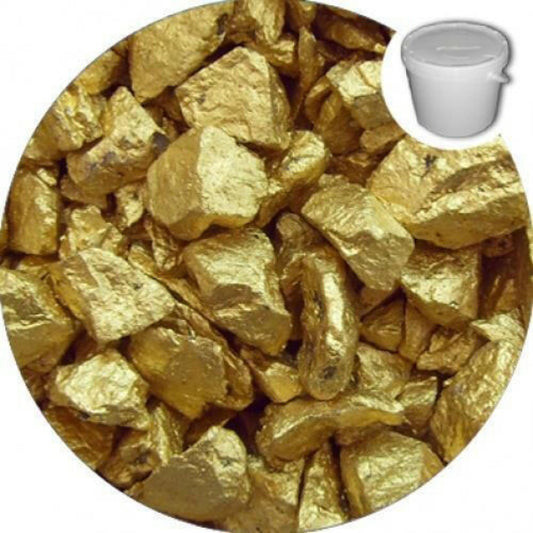 SGI Online gold quartz crystal chippings in shiny gold color for decorative landscaping use SGI Online