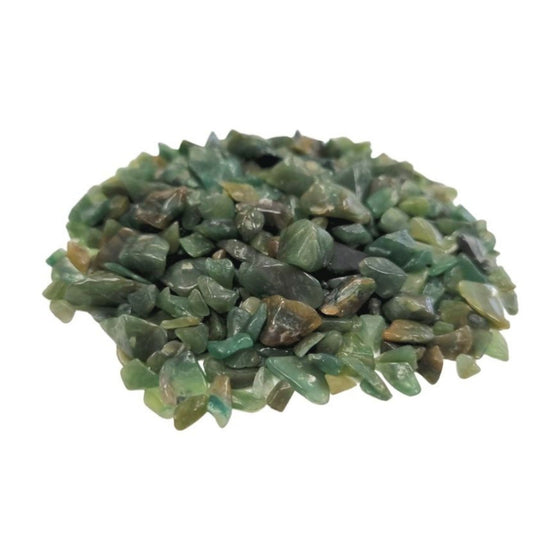 SGI Online polished green aventurine gemstone chips in various shades of green and brown SGI Online