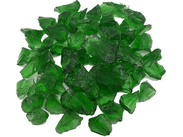 STONED green glass chippings 5kg in deep green irregular pieces for decoration and landscaping SGI Online