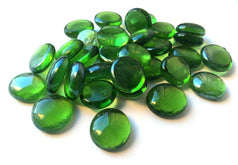 Shiny smooth green glass pebbles from STONED for decorative and craft use