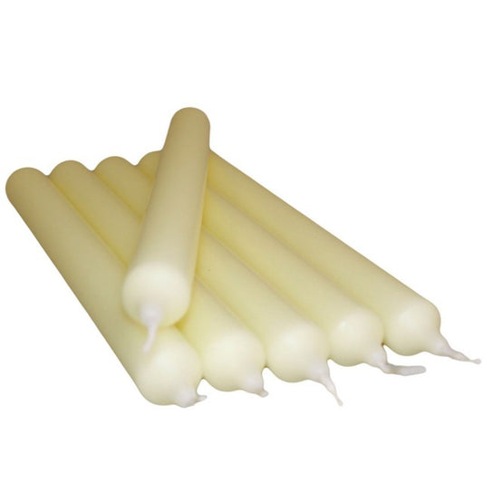 SGI Online ivory dinner candles 6 pack arranged side by side with smooth finish SGI Online