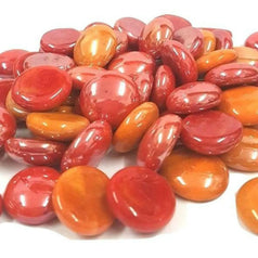 STONED orange and red glass pebbles with smooth polished surface for decorative use