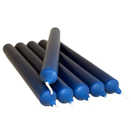 SGI Online set of six light navy dinner candles arranged on white background SGI Online