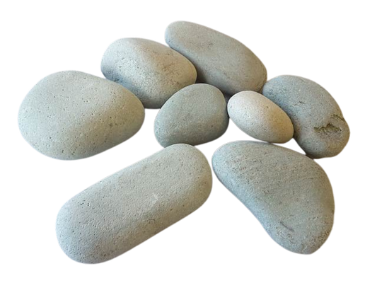 Collection of large Japanese decorative stones by STONED with smooth rounded shapes on black background SGI Online