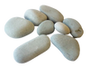 Collection of large Japanese decorative stones by STONED with smooth rounded shapes on black background
