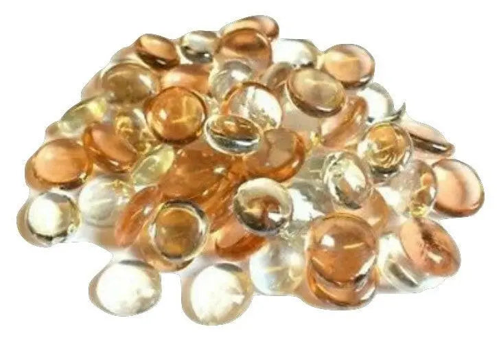 Pile of peach and clear glass pebbles from STONED perfect for decorative and craft projects