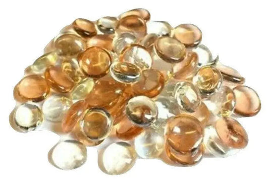 Pile of peach and clear glass pebbles from STONED perfect for decorative and craft projects SGI Online