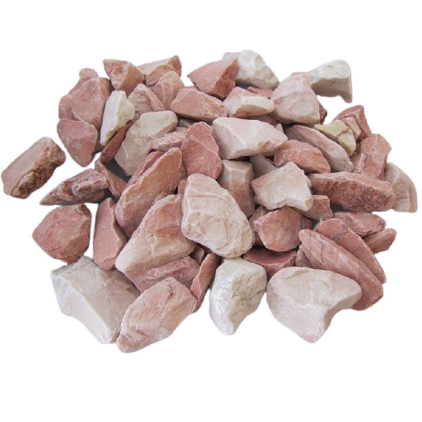 STONED pink coral chippings 20kg pile of natural pink and white colored stones for landscaping SGI Online