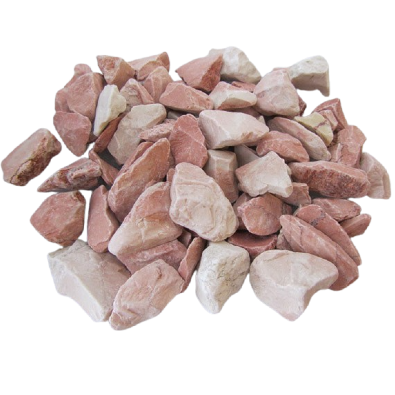 STONED pink coral chippings 20kg pile of natural pink and white colored stones for landscaping