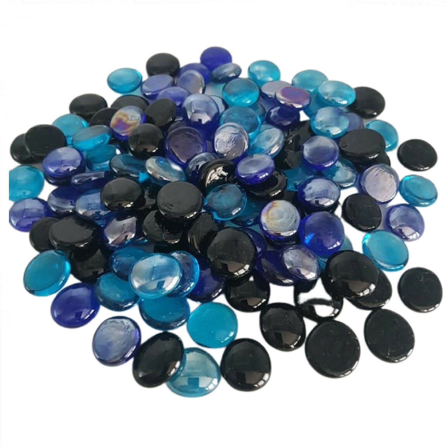 Glass Pebbles - Royal, Turquoise & Black Mix