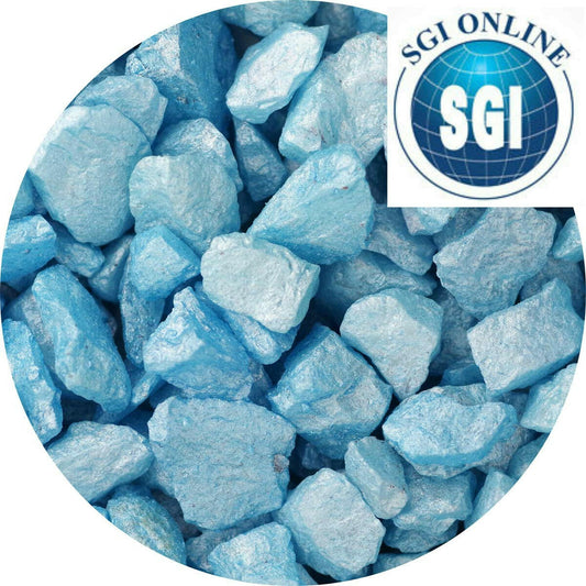 SGI Online baby blue quartz crystal chippings in vibrant light blue color for decorative use SGI Online