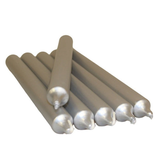 Set of silver dinner candles by SGI Online with smooth finish and tapered design SGI Online