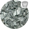 SGI Online silver quartz crystal chippings in a close-up view with a white container