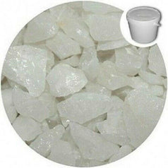 White quartz crystal chippings 5kg in clear bucket by SGI Online for decorative landscaping