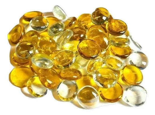 STONED yellow and clear glass pebbles in smooth rounded shapes for decorative use SGI Online