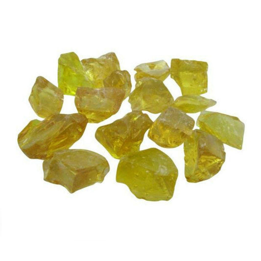 Yellow glass chippings 20kg by STONED with translucent irregular pieces for landscaping and decoration SGI Online